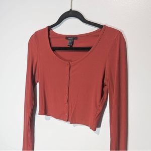 Forever 21 Woman's Long sleeved Crop Top In Red